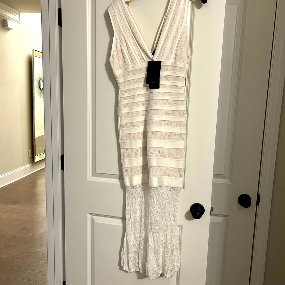 Stunning Herve ledger Dress in Snow White NEW never worn
